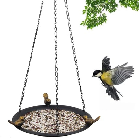 Vogelbäder für den Garten – Vogelbad im Freien aus Eisen | Badezimmer-Tablett aus wetterfestem Metall | Vogelfass mit Haken | Hängestation