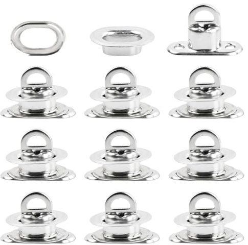 10 Attache pour Bâche à œillet 35mm x 13mm, Fixation Bâche, Fermeture à Vis en Cuivre, Idéale pour Sacs et Boîtes