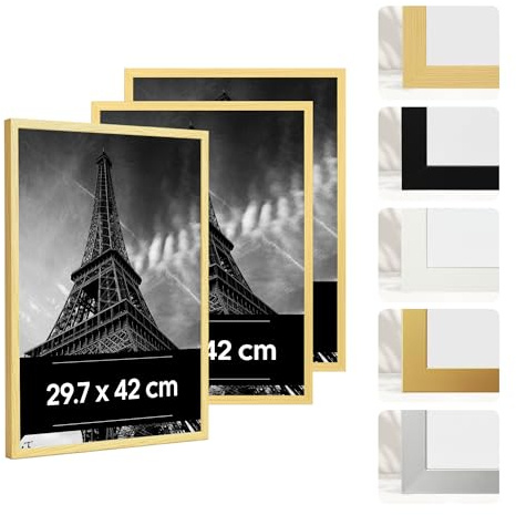 JCNORD 3 Stück A3 Bilderrahmen aus Eichenfarbenem Kunststoff – 3er-Pack 29,7x42 cm Rahmen mit Bruchsicherem Acrylglas – Moderner Fotorahmen für Wände, Tische, Zertifikate, Poster und Schlafzimmer