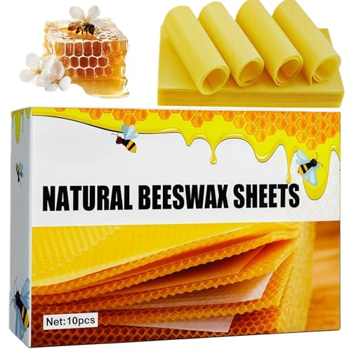 Set di 10 candele affusolate in cera d'api, fatte a mano con texture naturale di miele/omb, in confezione regalo in legno riutilizzabile, set di candele decorative per la casa, set regalo di candele