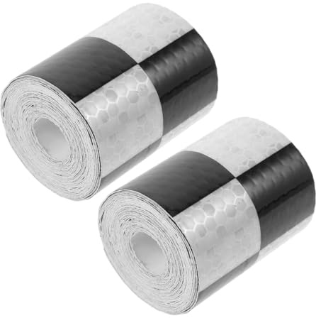 ERINGOGO Ruban Réfléchissant Adhésif 2 Pcs 5 CM X 3 M Autocollants Réfléchissants D’Avertissement Étanches Noir et Blanc à Carreaux Bande Signalisation Haute Visibilité pour Voiture