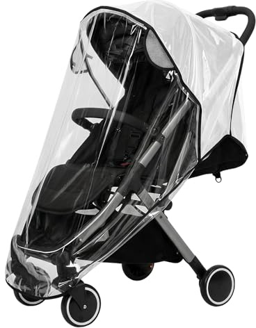 Universal Rain Cover for Pushchair, Breathable Pram Rain Cover with Clear Design, All-Weather Stroller Covers for Protection from Rain, Wind, Snow, Sun and Dust - Black
