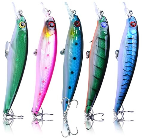 KbouZgxa 5 Stück Hecht Köder Wobbler Angelköder Köderfische Swimbait Hecht Raubfisch 13g 11cm Köder Angelzubehör für Süß- und Salzwasser Angeln Geschenke für Männer