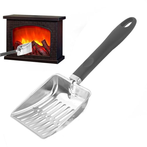 Pala para horno de leña – Pala de carbón de acero inoxidable resistente al calor, separador de carbón duradero, accesorio de limpieza compacto | pozo de metal, chimenea, estufa, mantenimiento de