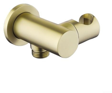 Wandmontierter Duschkopfhalter mit 360 Grad drehbarem verstellbarem Winkel-Duschhalterung, Premium-Messing-Duschkopfstütze in gebürstetem Gold-Finish für Standard-Handbrausen
