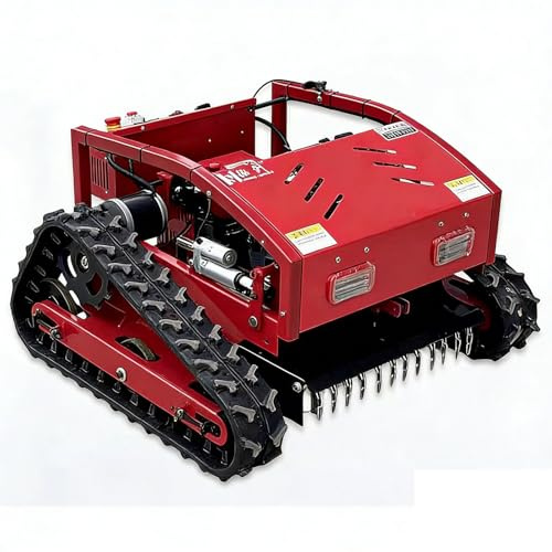 LTdlhFk Cortacésped De Orugas con Control Remoto De 9 HP, Motor De Gasolina De 4 Tiempos 224cc, Ancho De Corte De 55 Cm, Pendiente De hasta 60°, Luces LED para Siega Nocturna