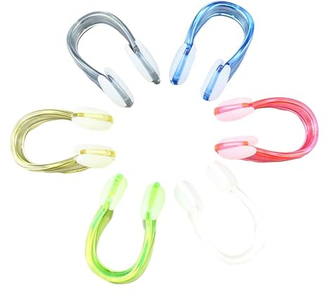 Générique Set di 6 mollette per naso da nuoto in silicone impermeabile, antisoffocamento, per il nuoto, per adulti, surf, immersioni, sport acquatici, apprendimento, allenamento, piscina sott'acqua