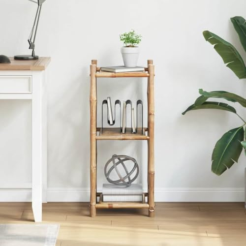Ziaphsol Étagère en Bambou 3 Niveaux carrée Meuble de Rangement Compact pour Salon, Chambre ou Salle de Bains, Support décoratif, idéal pour Organiser Livres, Objets ou Plantes