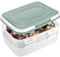 com-four® party container with 2 levels each and lifting insert - cake transport box - freshness box for food - cake container with carrying handles - muffin container (1 piece pastel blue-green)