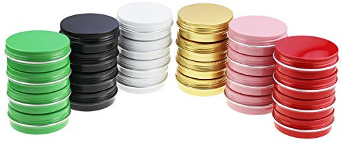 Lattine di alluminio rotonde da 24 pezzi Lattine di alluminio rotonde a vite Barattoli vuoti di vetrini da scivolare (2 oz / 60 ml)