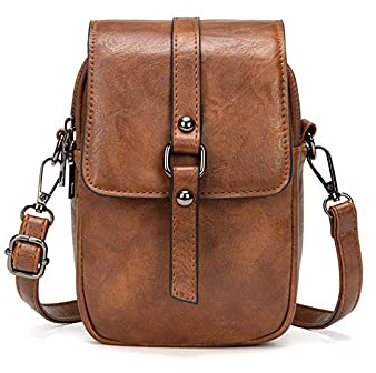 myfriday Vintage Umhängetasche für Damen Kleine Schultertasche Handtasche Messenger Bag Handytasche mit 2 Haupttaschen & Kopfhörerloch