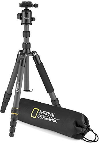 National Geographic Travel Photo Tripod Kit with Monopod, Carbon Fibre, 5-Section Legs, Twist Locks, Load up 8 kg, Carrying Bag, Ball Head, Quick Release, NGTR004TCF [Amazon Exclusive]
