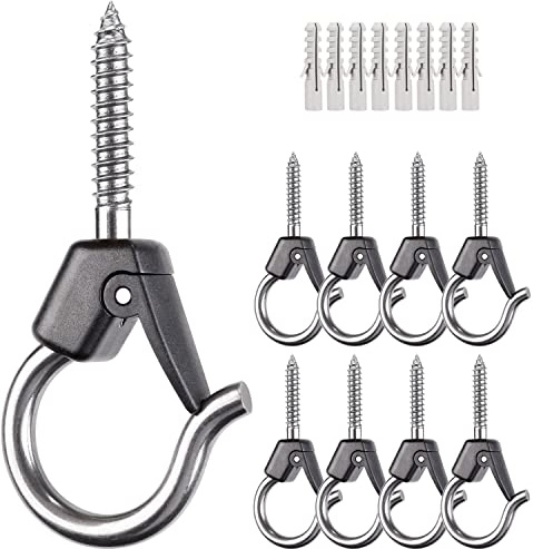 BeneLabel 8er m6 Schraubhaken Lichterkette Hake Zum Einschrauben für Outdoor-Garten Hängende Pflanze, String Draht, Tassen, Küchenutensilien mit Sicherung & Spreizanker, 8.3cm / 100lbs,Schwarz