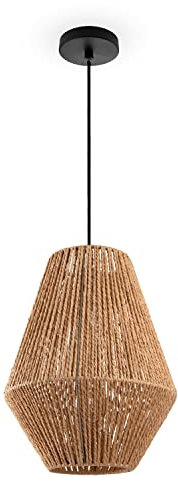 Paco Home Lámpara De Suspensión Ratán Mesa Comedor Colgante Lámpara E27 Papel Boho, Farbe_MuVa:Naturaleza (Ø30cm), Tipo de luminaria___Color:Lámpara colgante - Negro