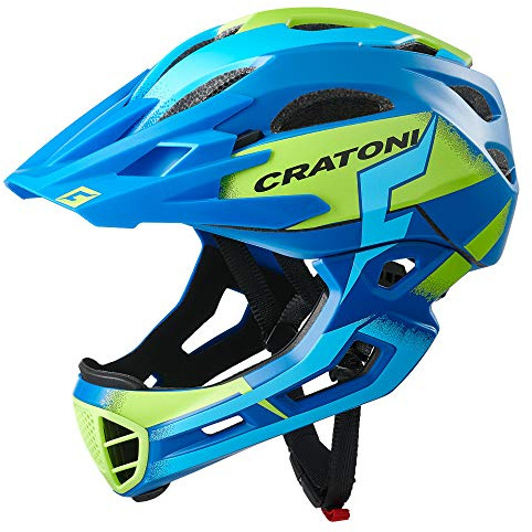Cratoni C-Maniac Pro Fahrradhelm Downhill BMX Fullfacehelm Kinnbügel Mountainbikehelm (blau-grün, L-XL (58-61 cm))