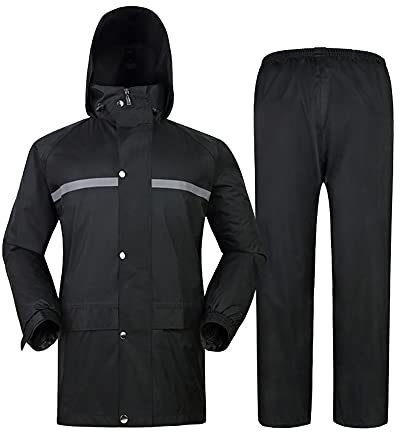 SJASD Motorradregenkombi,regenkombi Herren Wasserdicht Atmungsaktiv,wasserdichter Anzug für Herren/Damen,reflektierende Regenkleidungmit Kapuze Outdoor-Klettern Atmungsaktiv Motorrad Regenanzug,XL