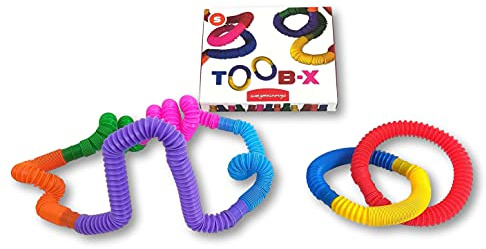 JUEGACONMIGO TOOB-X Lot de 8 jouets sensoriels colorés anti-stress extensibles et connectables entre eux Taille S