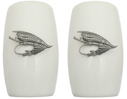 Fishing Fly China Salt and Pepper Shakers Cruet Set Modern White CSP 130