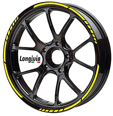 Longivia® Pegatinas Llantas Moto de 15 a 19 Pulgadas Kit Completo Amarillo para 2 Llantas Adesivos para Moto Coche Tuning o Bicicleta Cinta Adhesiva Reflectante Accesorios Motocicleta Vinilo
