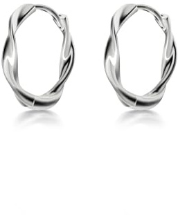 Immobird Silber Creolen Damen 925 Twisted Creolen Ohrringe Einfach Klassische Kreolen Ohrringe für Damen Herren Durchmesser 16mm
