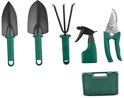 DOITOOL Attrezzi Da Giardino Pala Multifunzione Rastrello Da Giardinaggio Forbici Per Piante e Spruzzatore Per Coltivazione Di Fiori e Ortaggi All Aperto Valigetta Per Trasporto