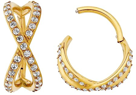 (8mm) 316L Chirurgenstah 1,2 mm Doppelring Kristall Segment Nasenring Hoop Knorpelohrring Septum Clicker Klappbarer Lippen Daith Helix Rook Tragus Piercing Schmuck