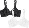 Smart & Sexy Women's Signature Lace Unlined Underwire Bra Full Coverage, Opaque, Black Hue/White, 36D (Pack of 2)
