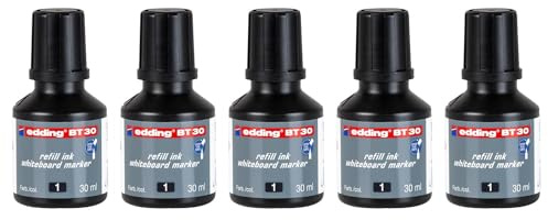 EDDING 5 Fläschchen 30 ml Nachfülltinte Schwarz BT 30 für Whiteboard-Marker