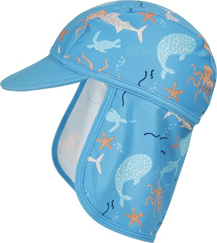 Playshoes Cuffia da Nuoto Unisex per Bambini, Cappello da Sole, Animali marini, 49 cm, Animali marini