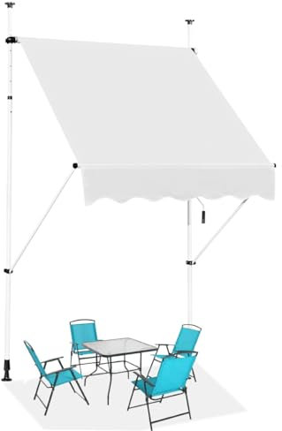 HOMASIS Tende da Sole per Esterno Estensibili, Protezione Solare Regolabile in Altezza, Tenda da Balcone senza Foratura, Tendalino Parasole con Manovella (Beige, 1,5M)