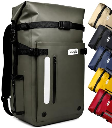 Ruqqle Wasserdichter Rucksack, vielseitig, wasserdicht Tasche, Dry Bag 20/30/45 l, mit 3 Außentaschen, komfortabel, RollTop, Strand, Boot, Kanu, Paddel, Kajak, Wandern, Camping, Angeln, Motorrad