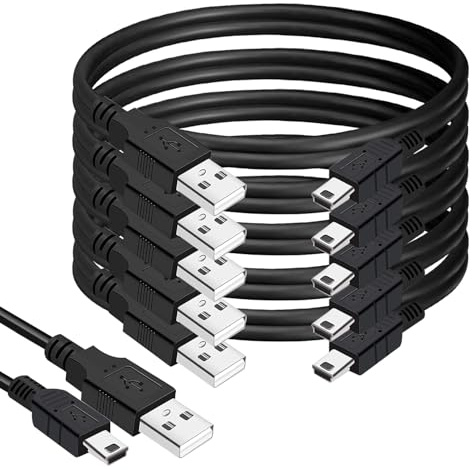 BRENDAZ (5-Pack 10ft. Mini USB to Mini B Data Cable – Mini B Cable with Ultimate Data Sync & Charging Quality Compatible with PS3, Dash Cam, Digital Cameras, PDA, Scanners, etc. (10-Feet), Black