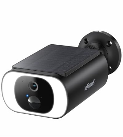 ieGeek Telecamera Wi-Fi Esterno Senza Fili Incorporata Pannello Solare,Nero