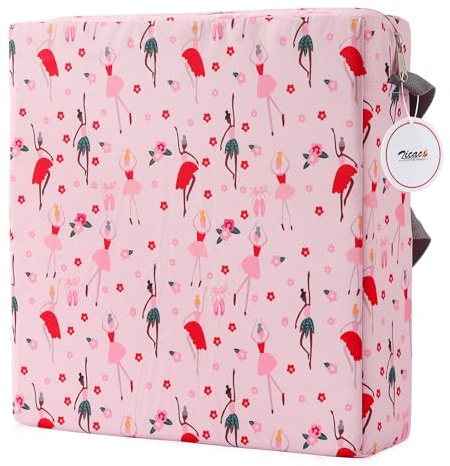 Zicac Sitzerhöhung Stuhl Kind Tragbar Abnehmbar Waschbar Sitzkissen Kinder | 34x34x9cm Stuhlerhöhung Kind mit Rutschfester Streifen, Sitzerhöhung Kinder für Essen Klavier Spielen Ausflug Picknick Reisen