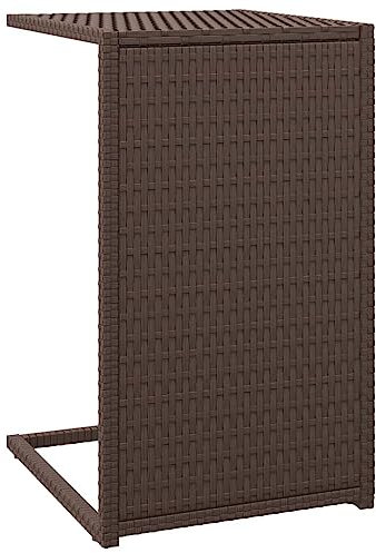 ULUYYUC Bistrotisch Beistelltisch Couch Balkon Tisch Wohnzimmertisch - C-Tisch Braun 40x35x60 cm Poly Rattan für Garten Schlafzimmer Wohnbereich Balkon