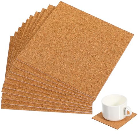 HAPINARY Almohadillas De Corcho Autoadhesivas 10 Piezas Cuadradas y Redondas 2 Mm De Grosor Superficie Antideslizante Ideales Para Manualidades y Decoración Casa y Oficina