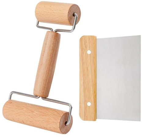 Mattarello a Rullo Mattarello in Legno Con Manici Rullo per Pasta in Legno piccolo mattarello antiruggine Mattarello da Cucina Antiaderente Rullo Stendipasta in Legno per Pasta da Forno Pizza