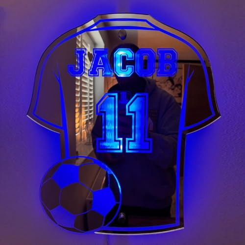 Personalized Led Sign, Football Team Kit, Custom Name Football Shirt Led Sign, Soccer Team Shirt Kid's, Room Decor Led Wall Decor (37 * 42cm)