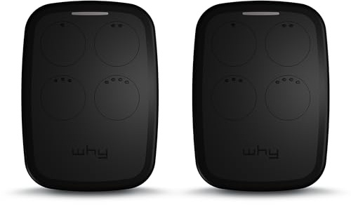 WHY EVO NOA - Telecomando universale a 4 pulsanti, programmabile codice fisso o codice rotante, frequenze 433 o 868 MHz, per cancelli e porta del garage (nero liquido set di 2 telecomandi)