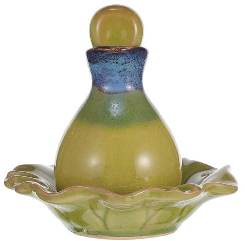 FRCOLOR Essential Oil Pot Set Ceramic Refillable Aromatherapy Bottle Tray 3.9X3.9X1 Inch Lightweight Portable for Home Spa Travel Decoration