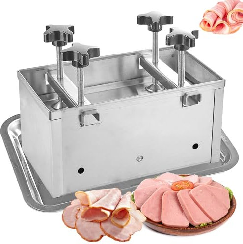 Ham Maker, Stainless Steel Meat Press Mould, 3kg Ham Press Mould, with Twin-Screw Pressurization Device, Kitchen Bacon Sandwich Meat Pressure Cookers Lunch Meat Maker Meat Press, for Stuffed, Burgers