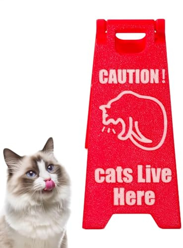 Warnschild für Katzen, Warnschild zum Erbrechen von Katzen, Warnschild zur Dekoration, lustig bedruckt | Warnschild Gag Fantasie, Katzenschild