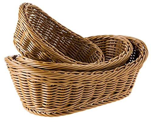 Frutero Paquete de 3 cestas de frutas de mimbre ovaladas, cestas de pan de mimbre, cestas de regalo de gran tamaño for cocina, exhibición central, almacenamiento de pan, frutas, verduras Cesta de frut