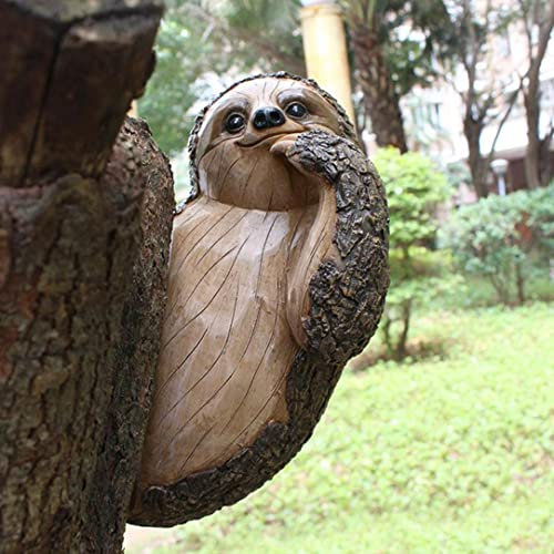 ETANULPEX Ornements de visage d'arbre de jardin Statue de paresseux Décorations d'arbre Hugger Sculpture animale Statue de jardin Ornements d'extérieur d'animaux de jardin / 3353