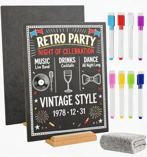 NANXJIUR 2 Pack Mini Kreidetafel Schilder Tischplatte Kreidetafe Zeichen mit Sockel stehen, 21 x 30 cm Menü Kreidetafel Zeichen Store Food Schilder, Message Boards für Party, Bar und Restaurant