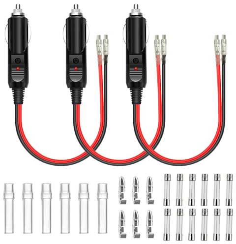 3 Stück Zigarettenanzünder Stecker KFZ 12 V 24 V Cigarette Lighter Plug | Zigarettenstecker Auto mit 10A/15A Sicherung für LKW DVD-Player Fahrzeuge Bus-Kamera Auto