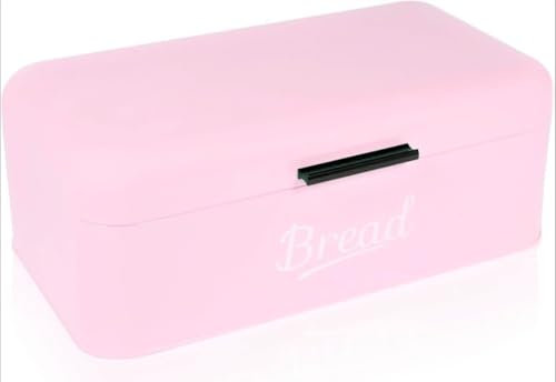 CASA HEAVEN Contenitore per Pane con Coperchio, Grande Scatola per Mantenere Il Pane Croccante in Metallo, Adatta per Biscotti, li conserva a Lungo a Senza umidità, Design Retro (Rosa, Piccolo)