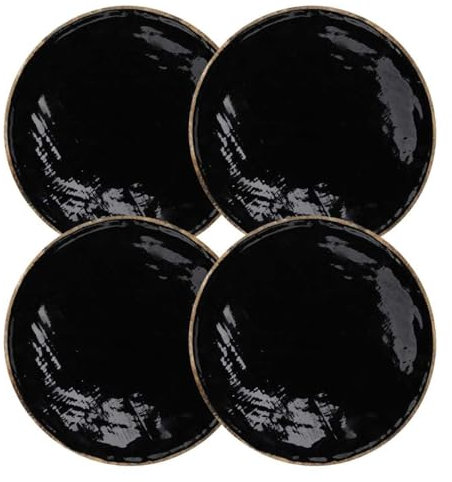 AltoBuy Lot de 4 sous-Assiette Ø35cm en Manguier Naturel et Noir - Azura