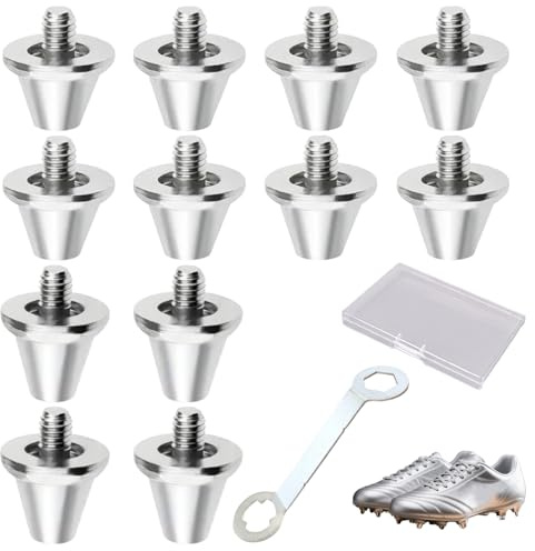 12 Stück Schraubstollen Fussball Ersatzstollen Kompatibel mit Nike, Metall Fußballschuh Spikes 2 Größen 11mm 13mm mit Stollenschlüssel, Ersatz Fußball Schuh Stollen Studs