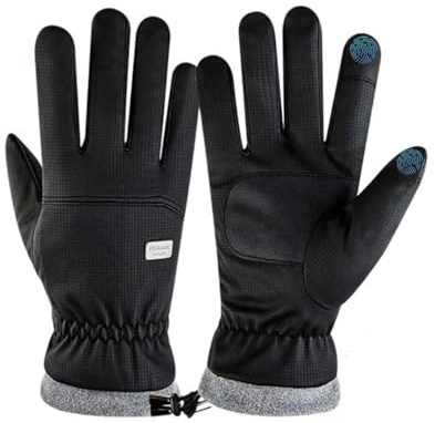 Winter Thermal Gloves, Touchscreen Waterproof Gloves, Running Gloves, Thick Lined for Warmth, Elastic Adjustable, Black, Perfect for Cycling Glove, Ski Multi-Purpose Outdoor Use and Gift for Women Men
